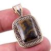 Natural Pietersite Gemstone 925 Solid Sterling Silver TwoTone Pendant 1.50" N7m58