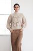 Women's Fashionable Stylish Sweater Limited Edition Beige Wide Fit Soft Textured Ribbon Bow Detailed Knitwear Sweater