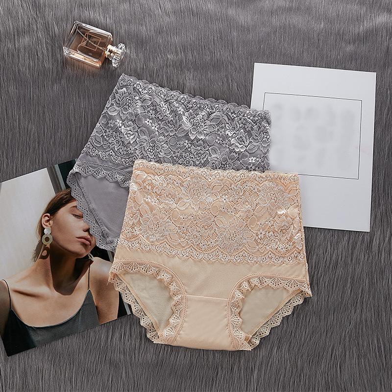 High Waist Lace Panties Women Seamless Slimming Tummy Control Briefs Sexy Plus Size Shapers Lingerie Cotton Health Knickers