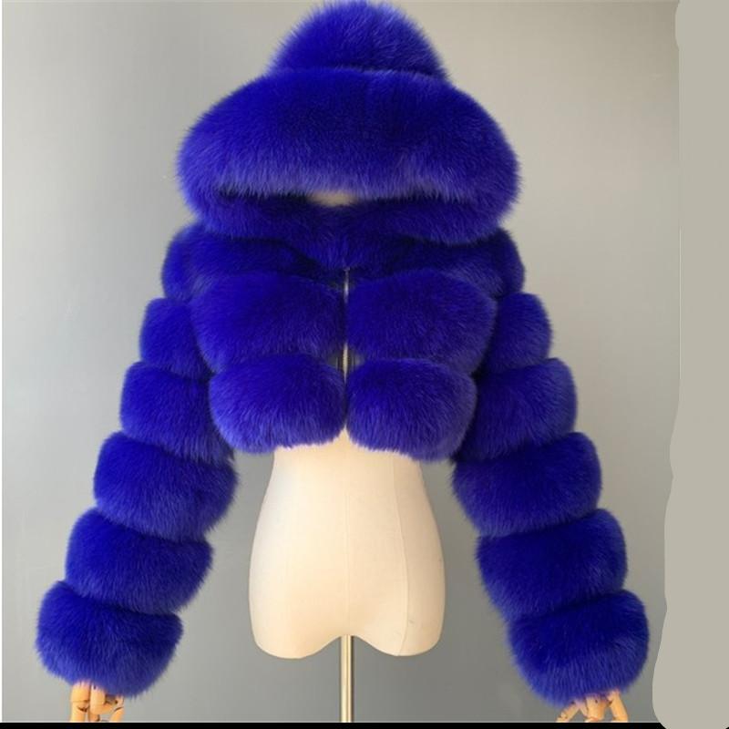 Women's Autumn And Winter Short Imitation Fur Coat Long-sleeved Patchwork Jacket Fashion Warm Hooded Jacket