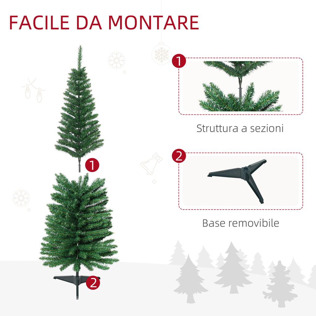 Slim Artificial Christmas Tree 150cm with Metal Support 294 Branches