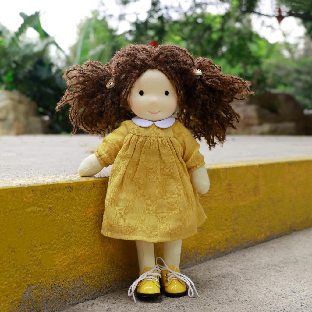 BlissfulPixie Waldorf Doll - Handmade Inka 12" Soft Girl Plush Toy, Perfect for Kids