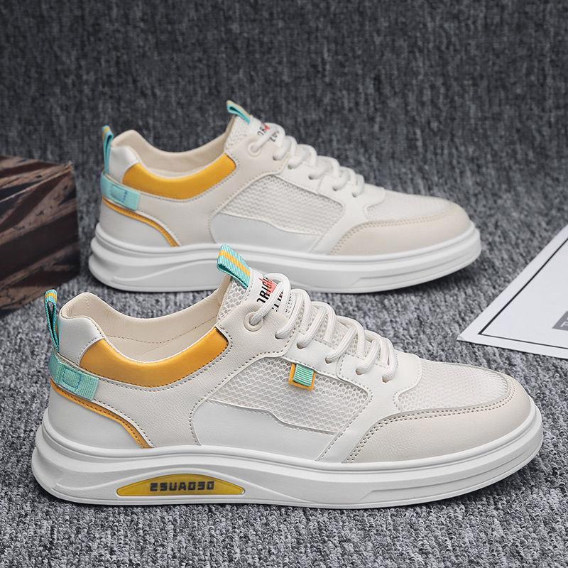 Summer Low-Cut Lightweight Breathable Men's Shoes with Hollow Mesh Leisure Fashion Sports White Board Shoes