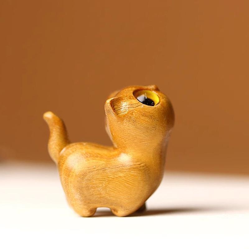 1/3 Pcs Charming Wooden Kitten Figurine - Handcrafted Cat Decor For Home, Perfect Gift Idea Cat Figurine Cat Accessories