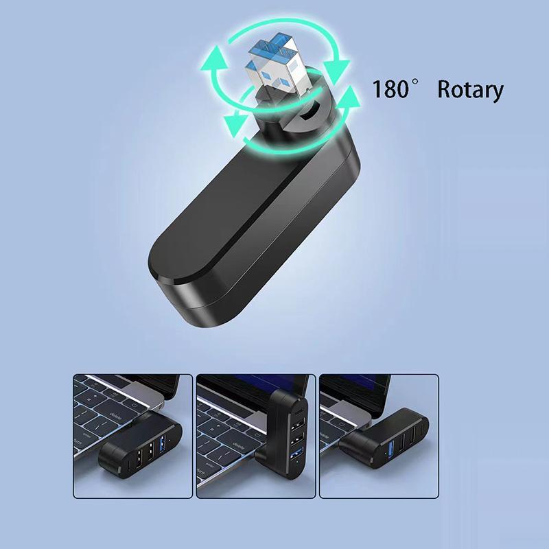 180° Поворотный USB 3.0 ХАБ Читатель USB-накопителей Кабель для передачи данных Разветвитель Удлинитель Адаптер USB 2.0 Type C/USB C Конвертер для ПК Компьютера