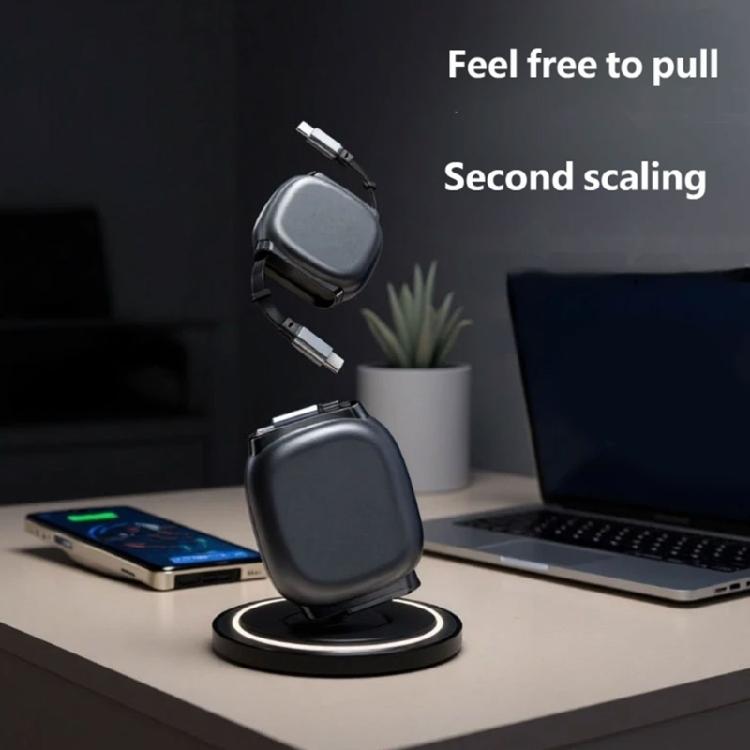Кабель USB Type C для передачи данных и зарядки 240 Вт, Плоский выдвижной шнур USB Type C для работы за столом, дорожной сумки и использования в автомобиле