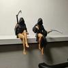 Gothic Death Sisters Figure Grim Reaper Bookshelf Sculpture 3D Printed Spooky Statues Holding Sickle Desktop Ornaments Halloween