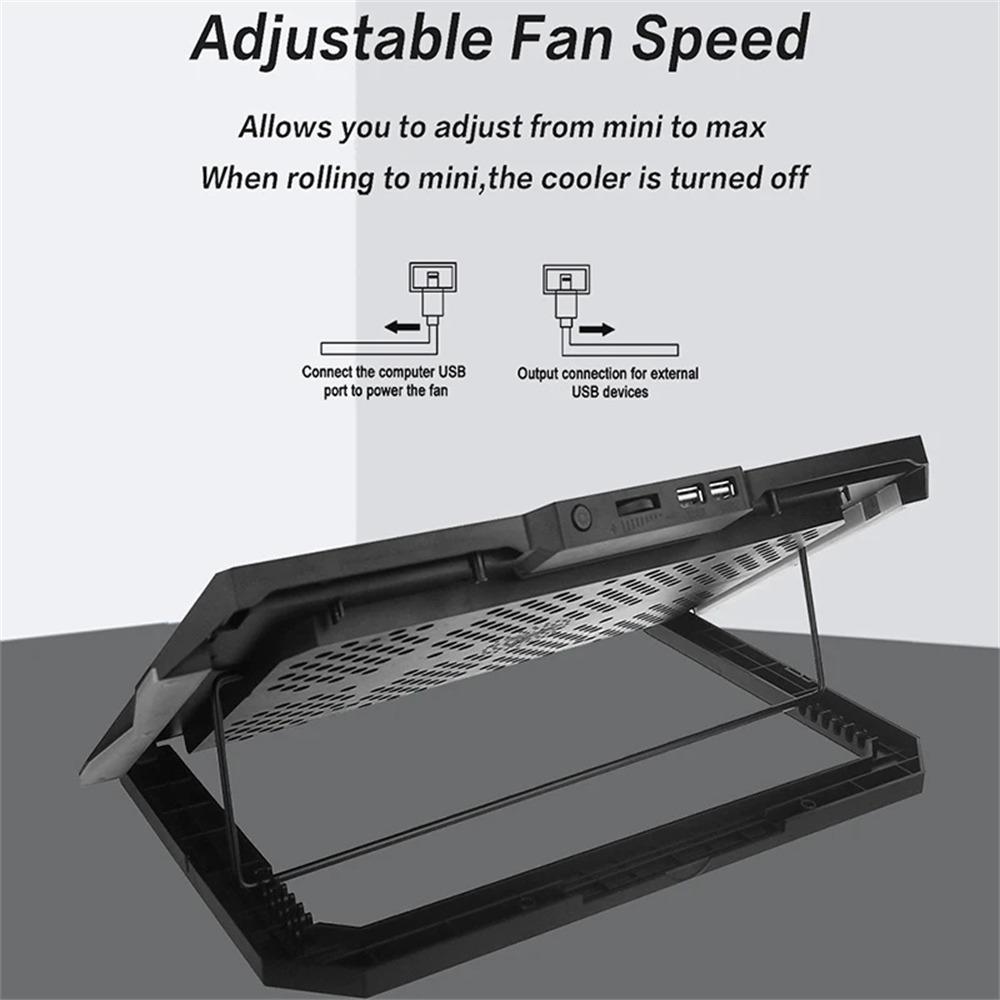 S601 Adjustable Height Gaming Laptop Cooling Pad RGB Light Notebook Cooler with Phone Holder