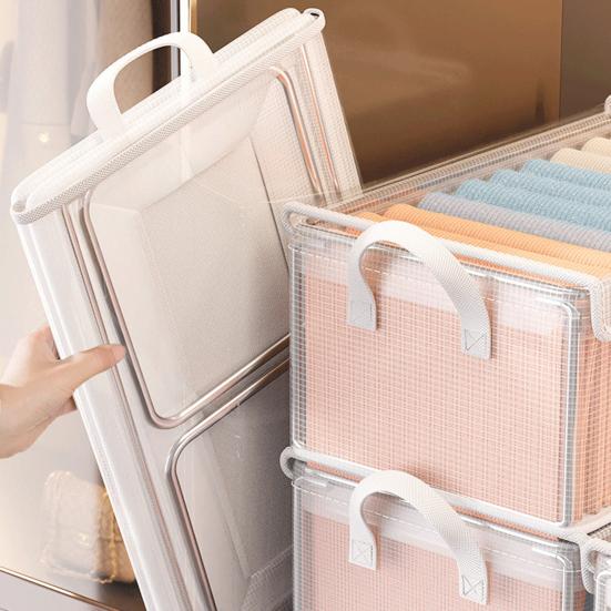 Складной ящик для хранения с пылезащитной крышкой, ручкой, прозрачный влагостойкий шкаф большой емкости