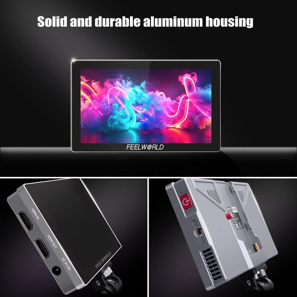 FEELWORLD P6X 1200 нит монитор для DSLR камеры с алюминиевым корпусом, 4K 3D, полный и портативный, с кабелем Micro HDMI, 5,5-дюймовый сверхъяркий корпус, HDMI, LUT, осциллограмма,