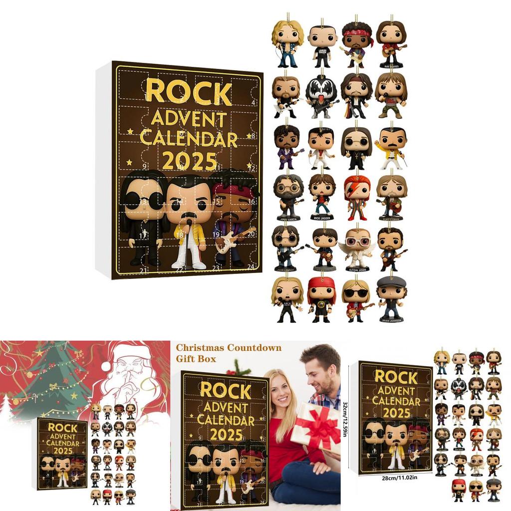 Рождественский адвент-календарь Rock Band с акриловыми фигурками для праздничного декора и дарения