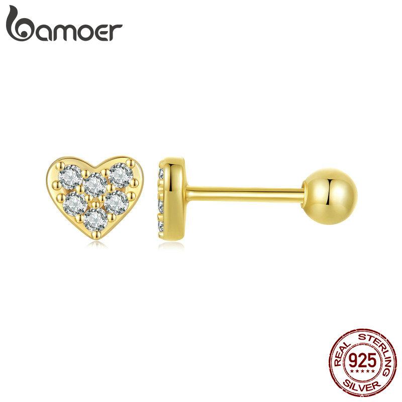 Женские серьги-гвоздики BAMOER из стерлингового серебра 925 пробы с цирконием и изящными ювелирными изделиями