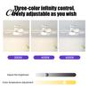 Remote Controlled Fan Light 42/52cm Ceiling with LED Lamp, E27 Socket, 6 Blades Fan, 3 Color Dimmable Quiet Sleeping for Bedroom Kitchen Garage Three