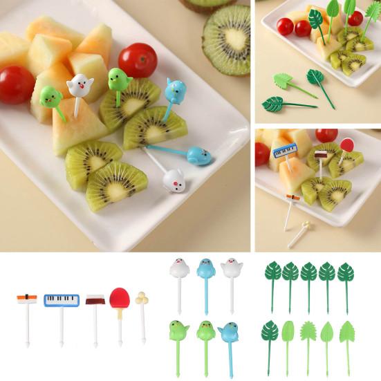 5/6/10Pcs Fruit Fork Reusable Cartoon Cute Chick Food Selection Mini Dessert Toothpick