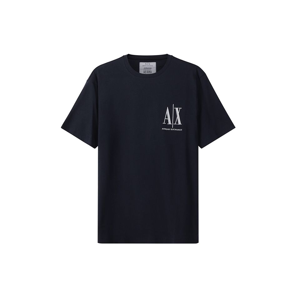 Armani Exchange Однотонная футболка с вышивкой логотипа, мужские топы, темно-синий 8NZTPH-ZJH4Z-1510