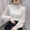 Женская кружевная рубашка с воротником-стойкой и длинным рукавом - Универсальный осенне-зимний слой