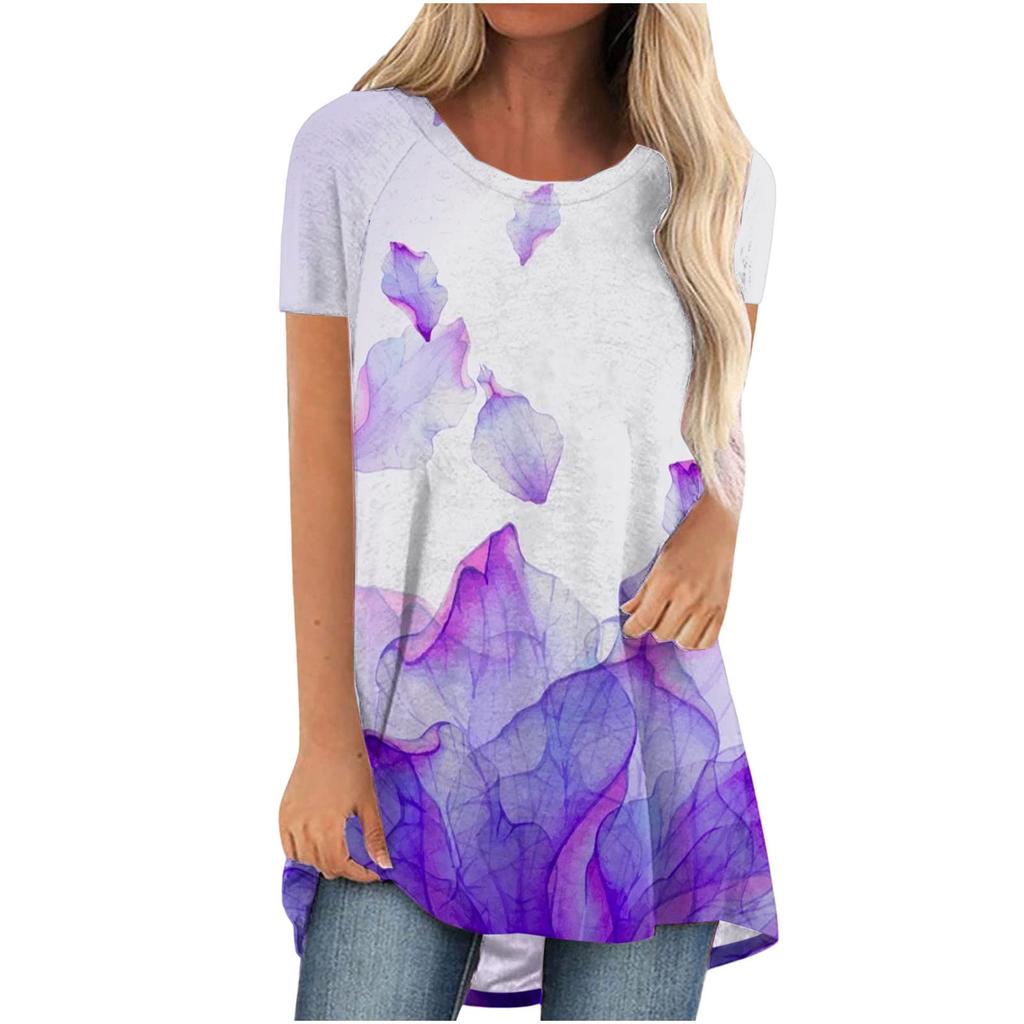 Colourful Floral Flower 3D Print Long T-Shirts Women Streetwear Short Sleeve T Shirt Oversized Y2K Tops Tees Girl Woman Clothing
