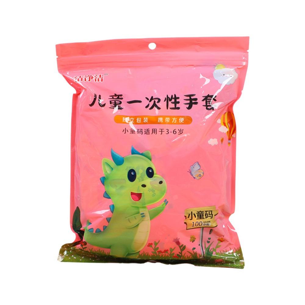 100Pcs Thickened PE Disposable Gloves Transparent Food Grade Baby Gloves PE Independent Packaging Children's Gloves