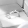 Smyoue 2-5mm Full Moissanite Ring for Women Sparkling Wedding Eternity Bands 100% S925 Silver Jewelry Classic Ring