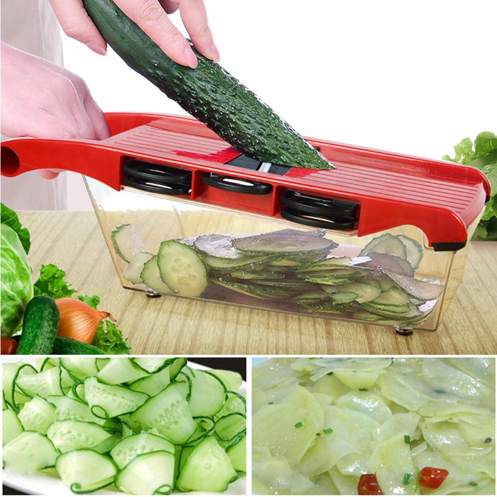 Набор кухонных инструментов: овощерезка с 6 лезвиями, мандолина, многофункциональная терка для фруктов.