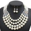 Exaggerated Multi-Layer Pearl Necklace Earrings Set Fashionable Personalized Accessories