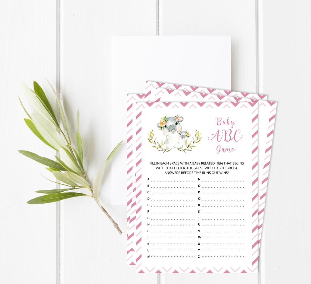 Inkdotpot Игровой набор Baby Shower из 50 игр BabyA AlphabetA ABCA Игра Бегемот Девочка Пол Нейтральная Вечеринка