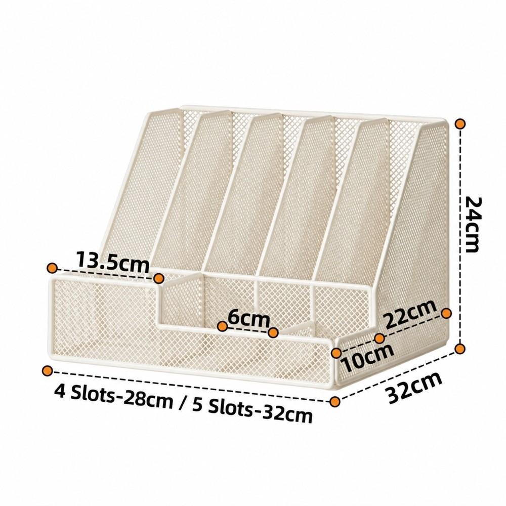 3 Or 4 Slot Metal Desktop File Folder with Pen Holder Desktop Book Rack  Desk Organization