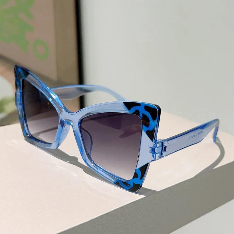 Солнцезащитные очки в форме бабочки Женские Стильные Большие Градиентные Декорированные Солнцезащитные очки Модный Дизайн Бренда Отпуск Повседневные Очки