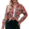 Women's Fashion Casual Spring Fall Plaid Print Long Sleeve POLO Neck Blouses & Shirts