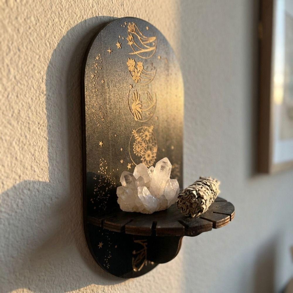 Butterfly Wall Mounted Shelf Wooden Wall Display Stand Wall Storage Rack Spiritual Home
