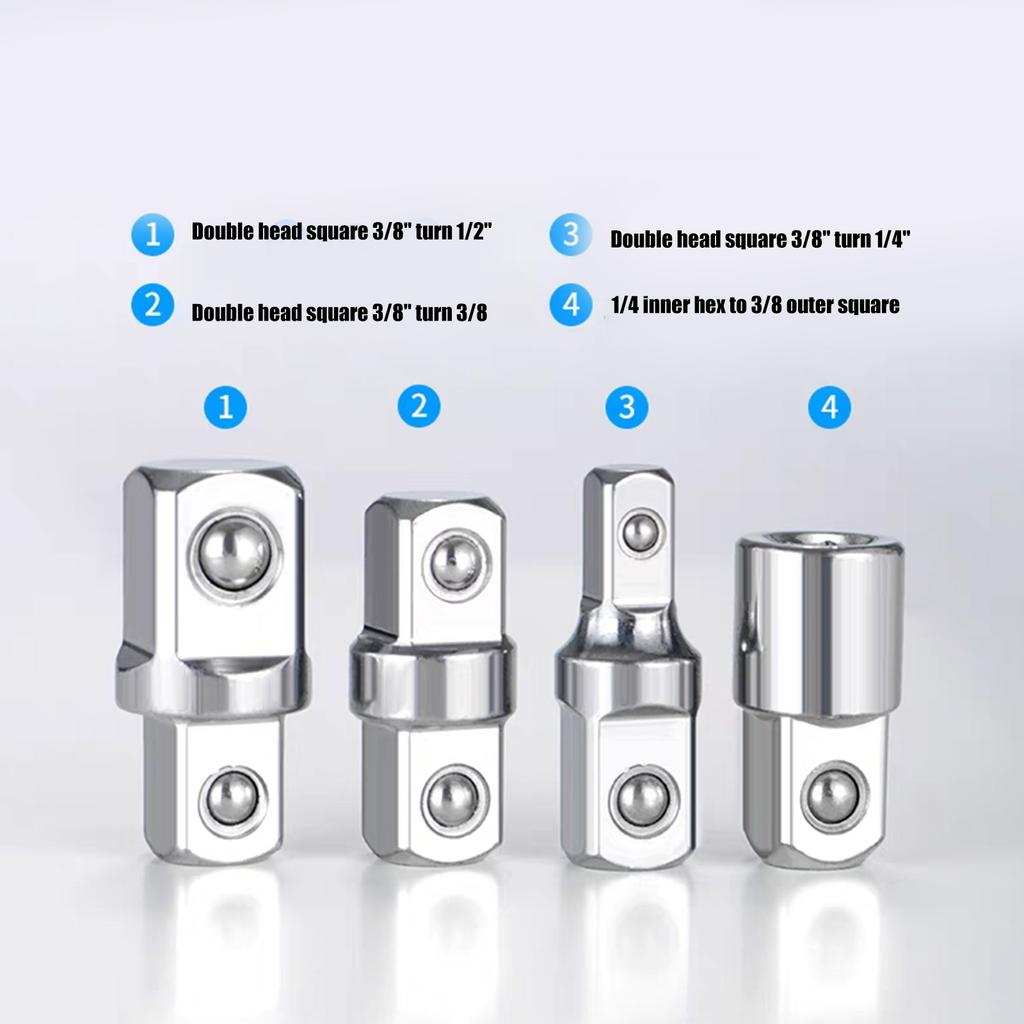 Переходник для торцевых головок из высокопрочной стали 1/4 на 3/8 или 1/2 дюйма с квадратным приводом для бесшовной совместимости инструментов и долговечности