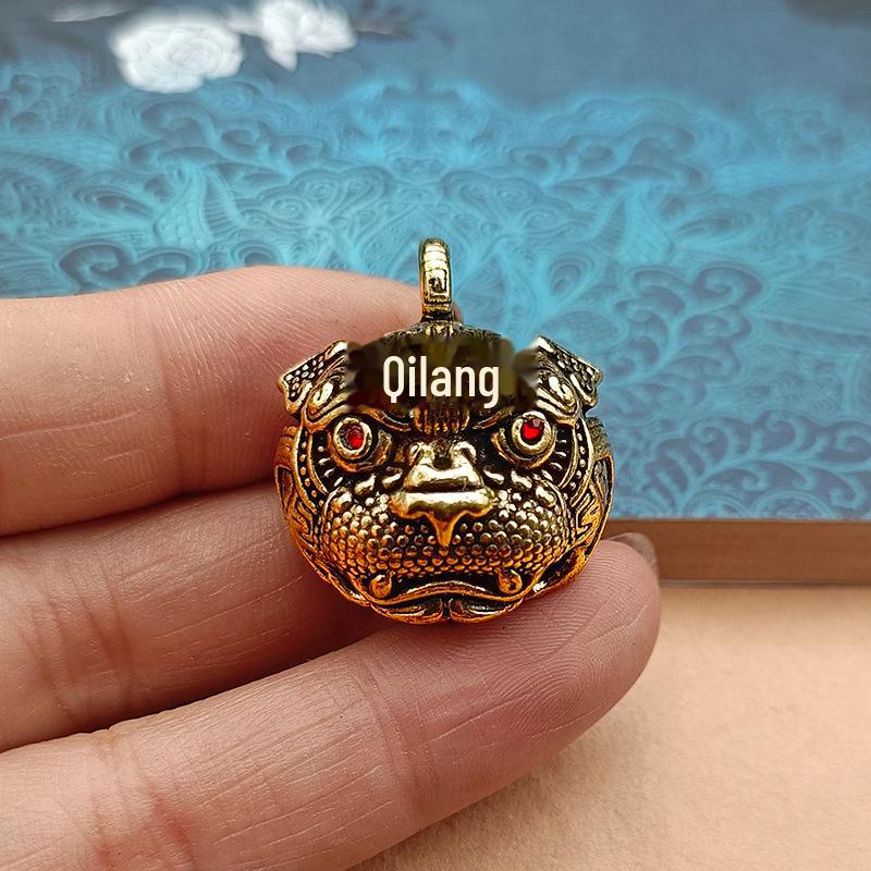 Подвеска-колокольчик в виде головы тигра из латуни по фен-шуй — ретро-подвеска в виде медного тигра для автомобильного брелока