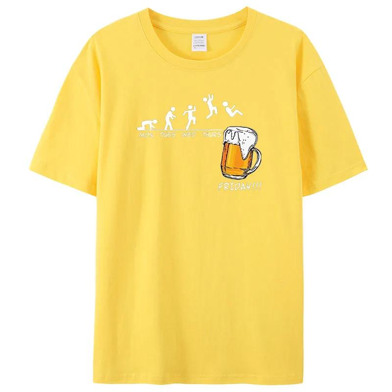 Мужские брендовые футболки Friday Beer Print с забавной графикой в стиле хип-хоп, летние мужские футболки, уличная одежда, хлопковая футболка Harajuku с коротким рукавом