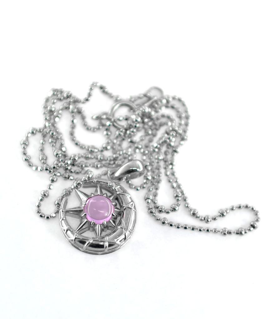 Vivus Lucia Stars 1 Moon N Pink Sapphire Silver Necklace
