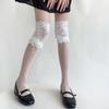 Чулки для девочек, ультратонкие прозрачные гольфы в горошек, носки с кружевными оборками и принтом в виде сердца, высокие гольфы