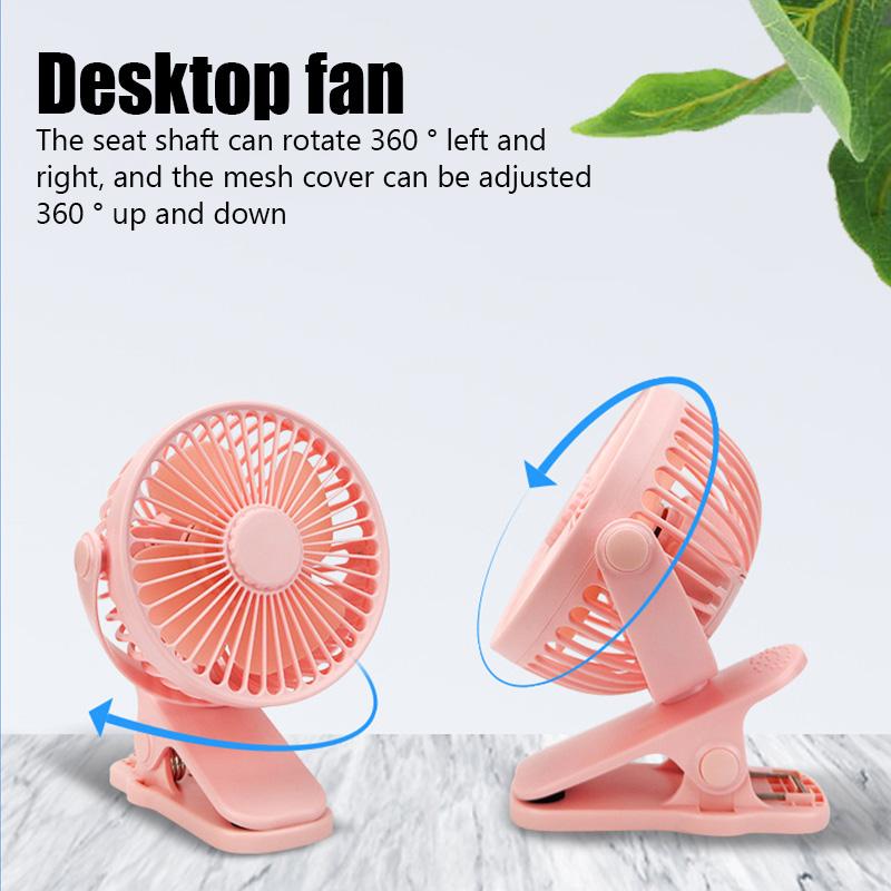 Portable Fan Mini Silent Fan USB Charging Desktop Fan 1200mAh Office Desk Desktop Fan Student Dormitory Adjustable Clip On Fan
