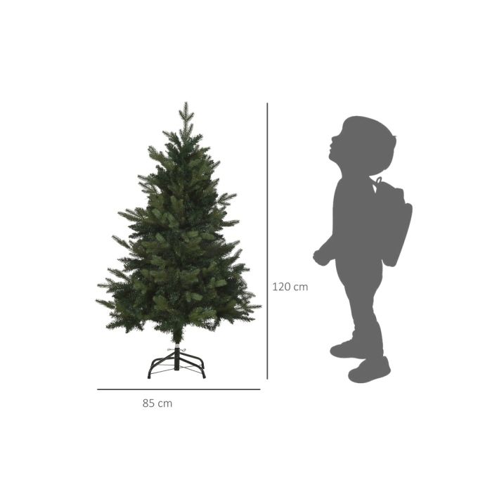 Sapin de Noël artificiel - MUVOE - Ø85 x 120 cm - 657 pointes - Socle métallique pliable - Montage facile