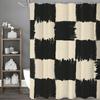 Irregular Square Textured Black Apricot Shower Curtain, Bathroom Decorative Shower Curtain, Waterproof Shower Curtain with Hooks