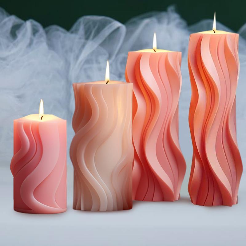 Абстрактное искусство Ароматерапия Свеча Форма ручной работы Силиконовый волнистый цилиндр Дизайн Креативные подарки Ремесло Декоративные аксессуары