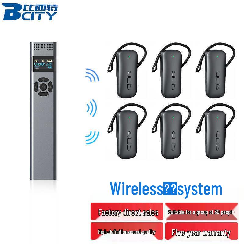 Bishite Multi-to-One Non-In-Ear Wireless Headphone Receiver: 2.4G High-End Interpreter for Government and Enterprise Use