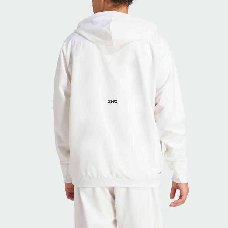 adidas ЗНЕ. Тканый спортивный топ с капюшоном на молнии Куртки и пальто Мужские Белый IN1843