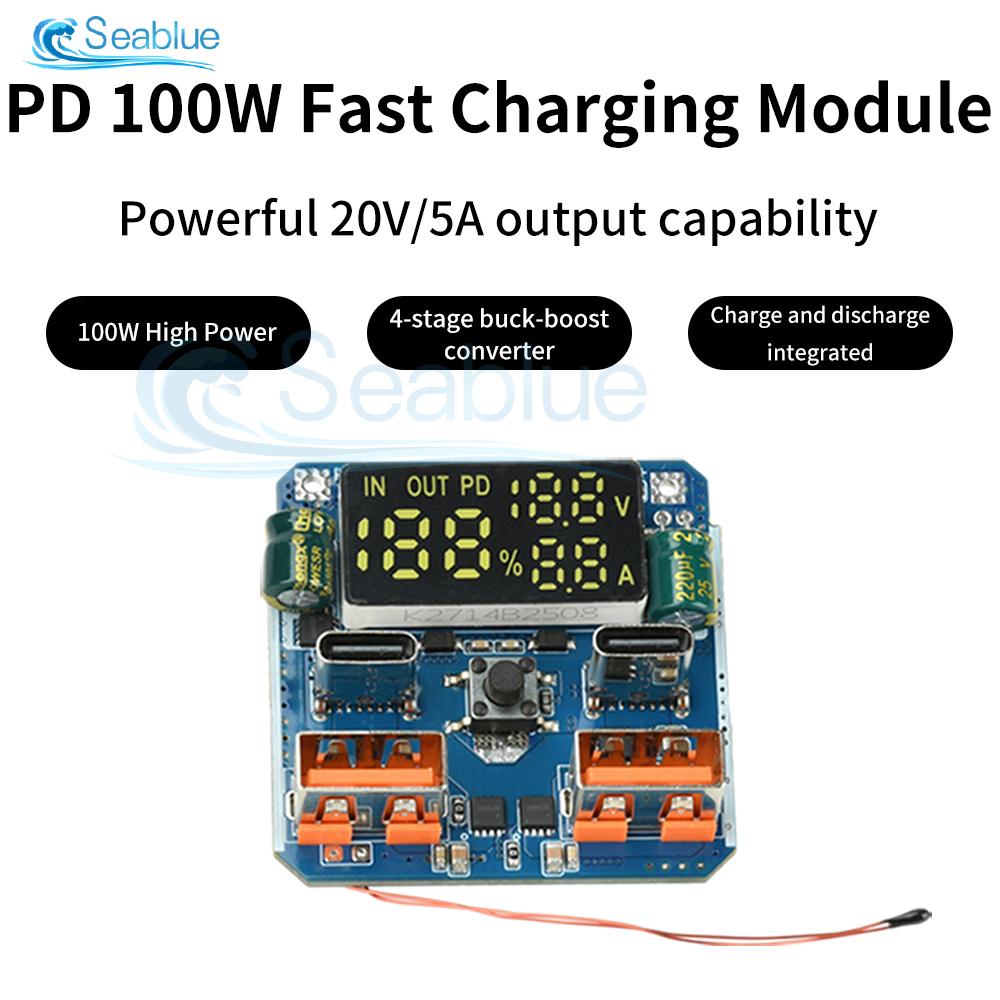 Модуль зарядного устройства для литиевых аккумуляторов 4S PD 100 Вт Двунаправленная быстрая зарядка 20 В 5 А Высокомощная плата защиты аккумулятора Buck-Boost