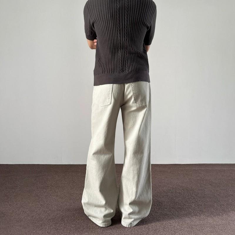 Mens Loose Straight Leg Jeans Light Grey Casual Daily Wear Denim Pants