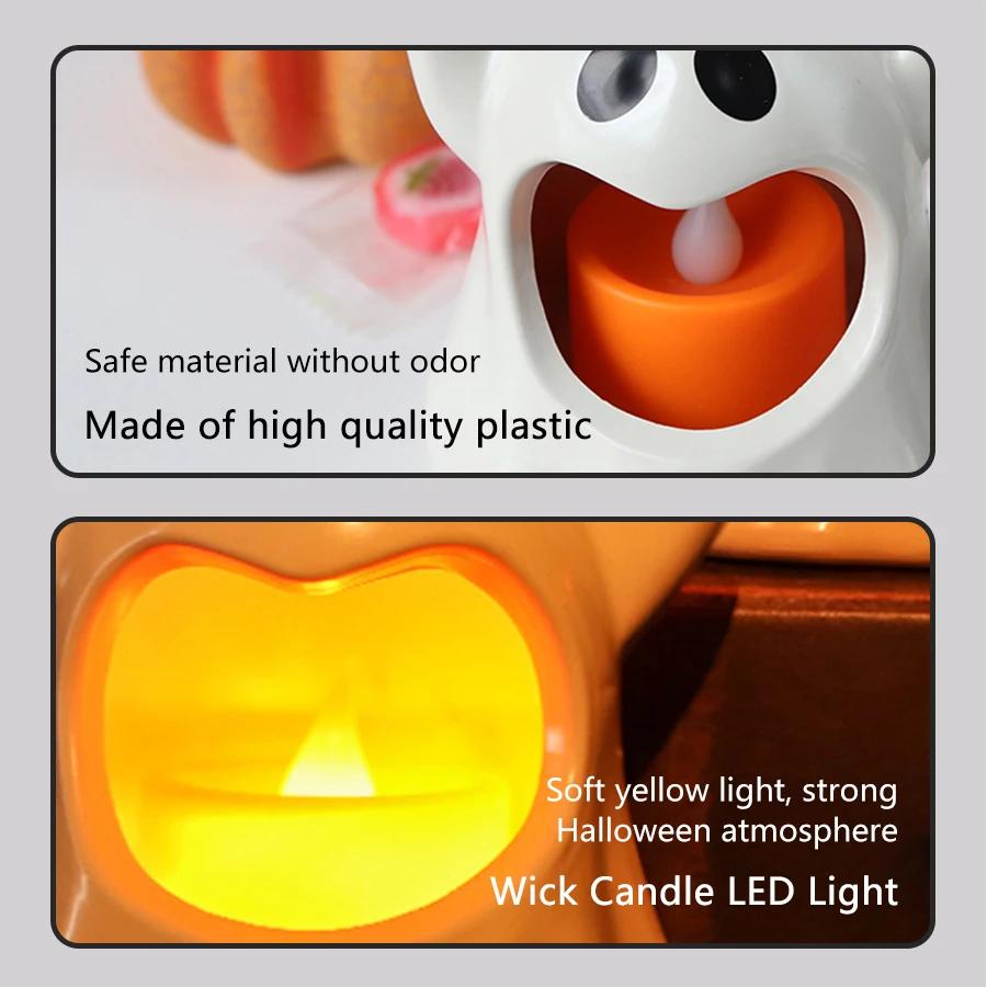 LED Ghosts Candle Light Cute Halloween Decorative Candle Lamp Ghost Night Light Ornament Halloween Horror Props Party Home Decor
