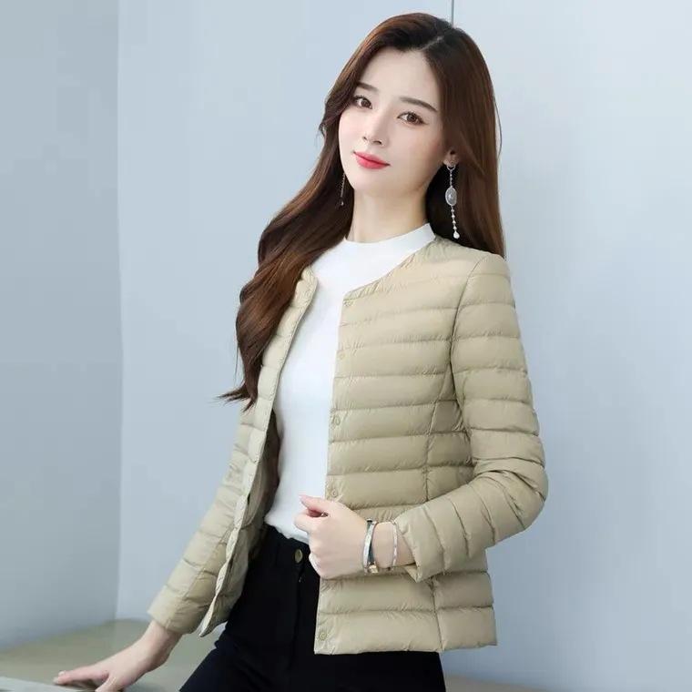 Down and Cotton Jacket, Lightweight and Short, Worn Inside, Small Cotton Jacket, Warm, Collarless, Inner Lining, Silk Cotton, Winter Women's Jacket