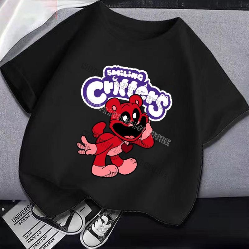 Smilings Critters Детская футболка Одежда Мультяшный принт Мальчик Девочка Футболка Аниме Летняя одежда с коротким рукавом Милый детский топ Декор