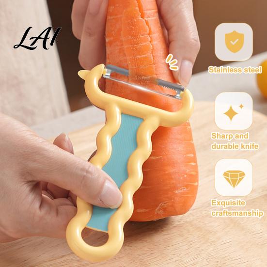 Decorative Sticker Peeler Vegetable Peeler with Sharp Stainless Steel Blade Non-Slip Wavy Space-saving Kitchen Tool Handle Fruit for Veggie Potatoes
