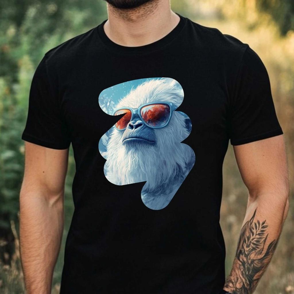 T-Shirt Herren Yeti mit Sonnenbrille Motiv Baumwolle Größe XS bis 5XL
