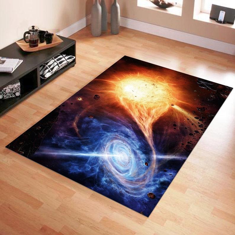 Multicolor Design Rug Colorful Rug Modern Area Rug 3D Art Vortex Rug Universe Planet Rug Black Hole Rug Living Room Rug