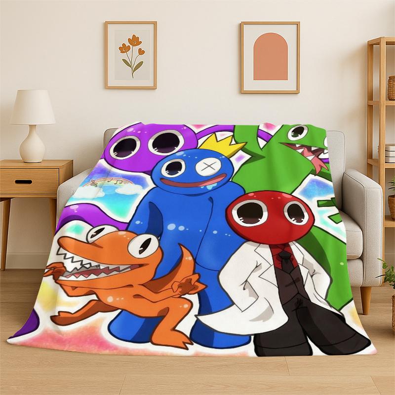 Game R-Rainbow Friends Cartoon Flannel Blanket Soft Warm Throw Blanket for Bedroom Living Room Bed Travel Camping Picnic Kid